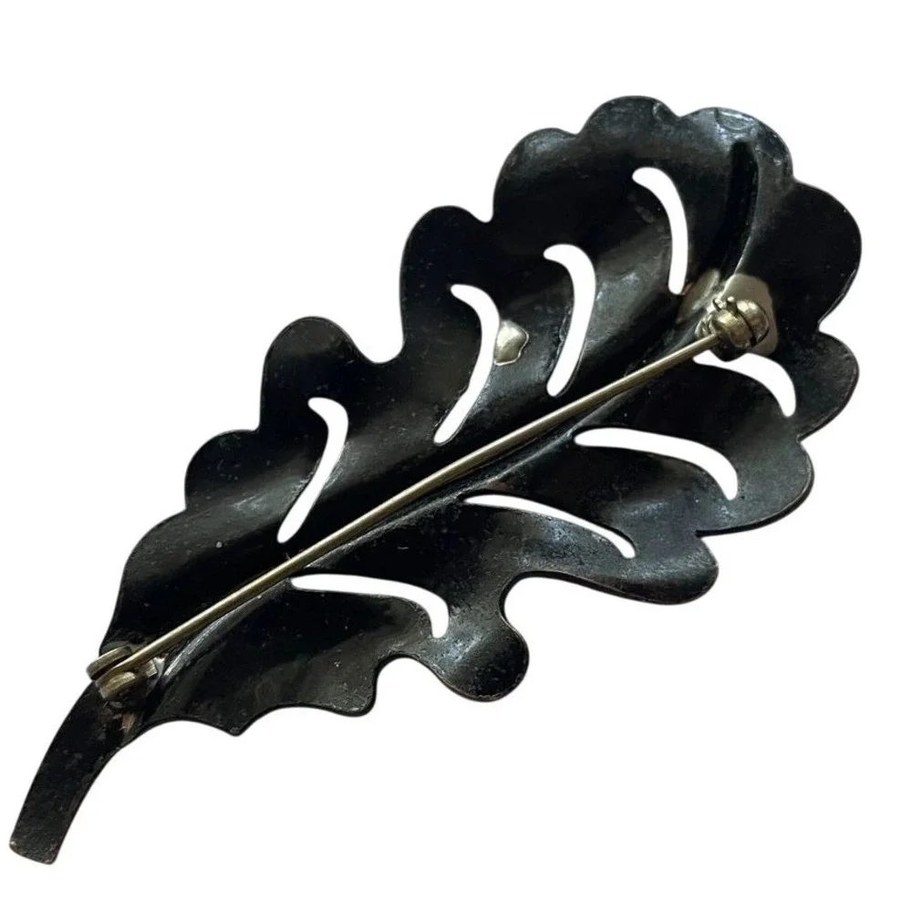 ❗️FINAL SALE❗️ Copper Green Enamel Leaf‎ Brooch Pin Floral Jewelry Pin